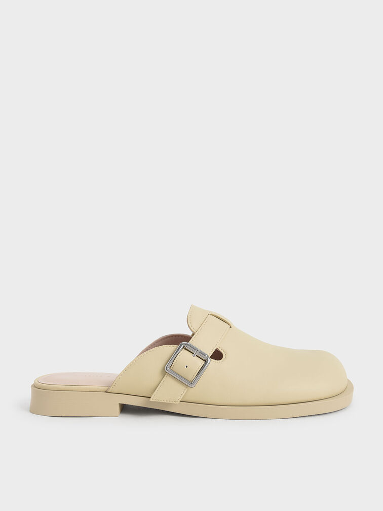 Buckled Round-Toe Loafer Mules, , hi-res