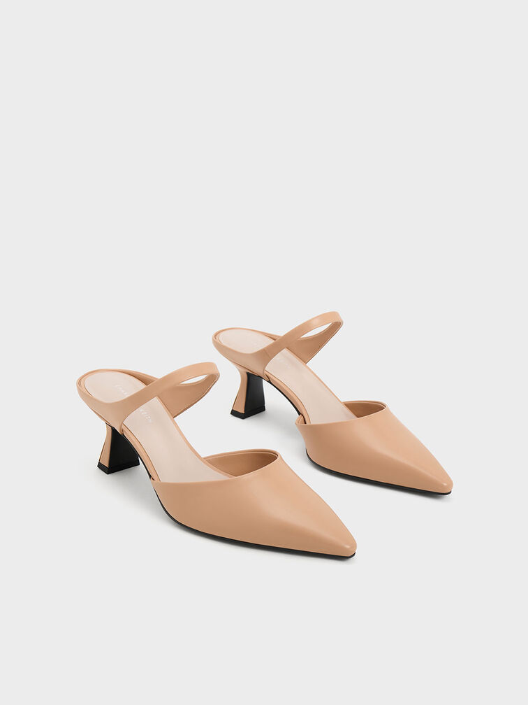 Slant Heel Mules, สีนู้ด, hi-res