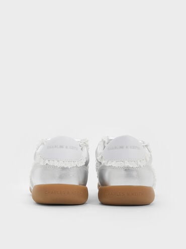 Louise Lace-Trim Sneakers, Silver, hi-res