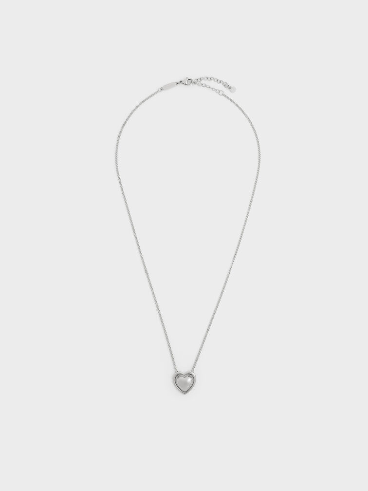 Annalise Heart Necklace, Silver, hi-res