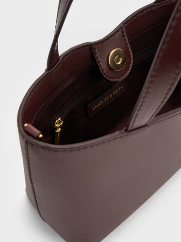 กระเป๋าโท้ทดีเทลเมทัลลิครุ่น Lilibet, สีพลัม, hi-res