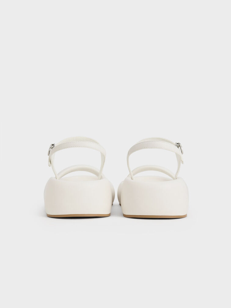 Padded Flatform Sandals, White, hi-res