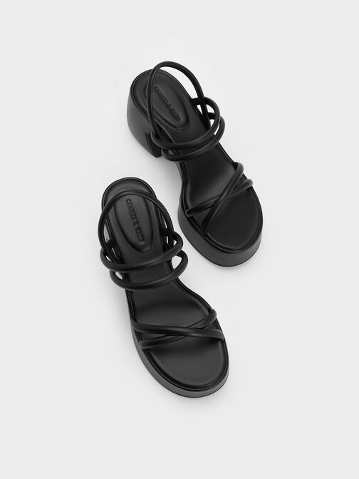 Nerissa Tubular Platform Sandals, สีดำ, hi-res