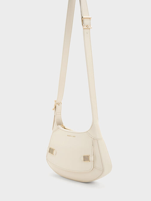 Metallic-Accent Curved Shoulder Bag, , hi-res