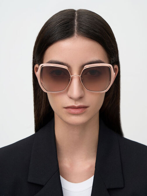 Recycled Acetate Wire-Frame Butterfly Sunglasses, , hi-res