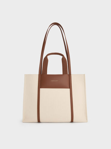 Shalia Canvas Tote Bag, Beige Canvas, hi-res