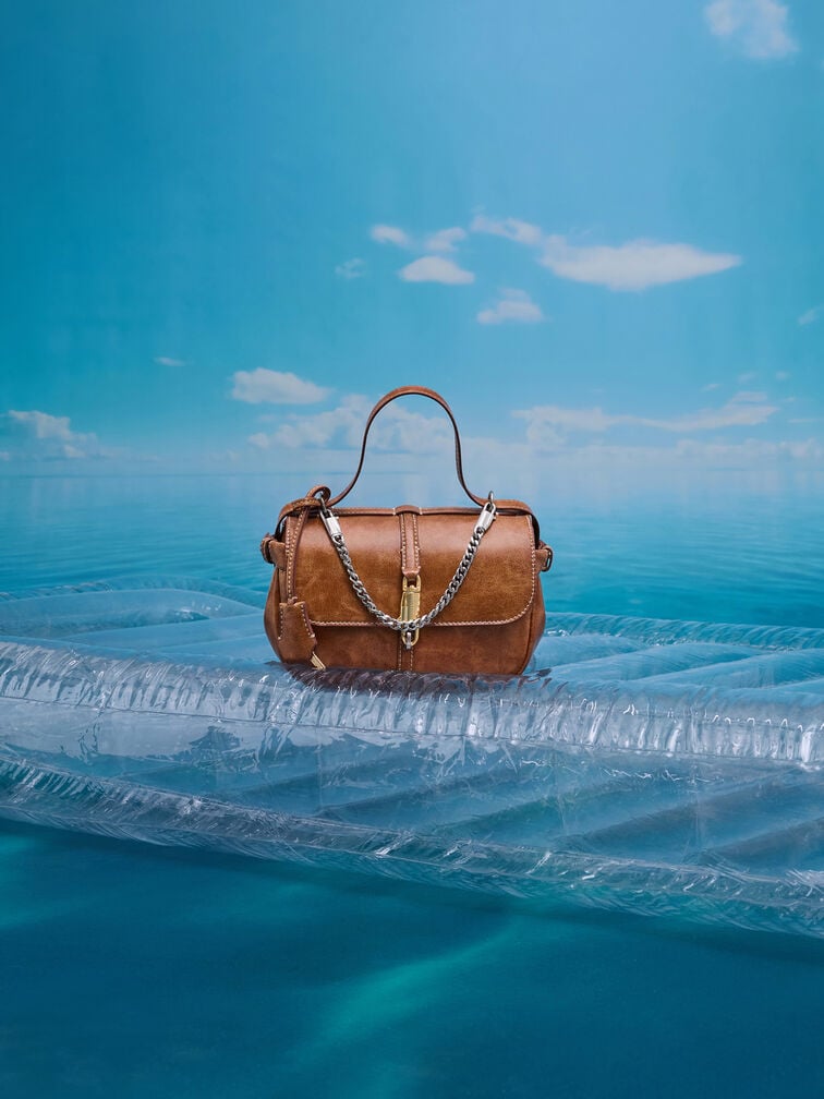 Delfina Chain Crossbody Bag, Distressed Tan, hi-res