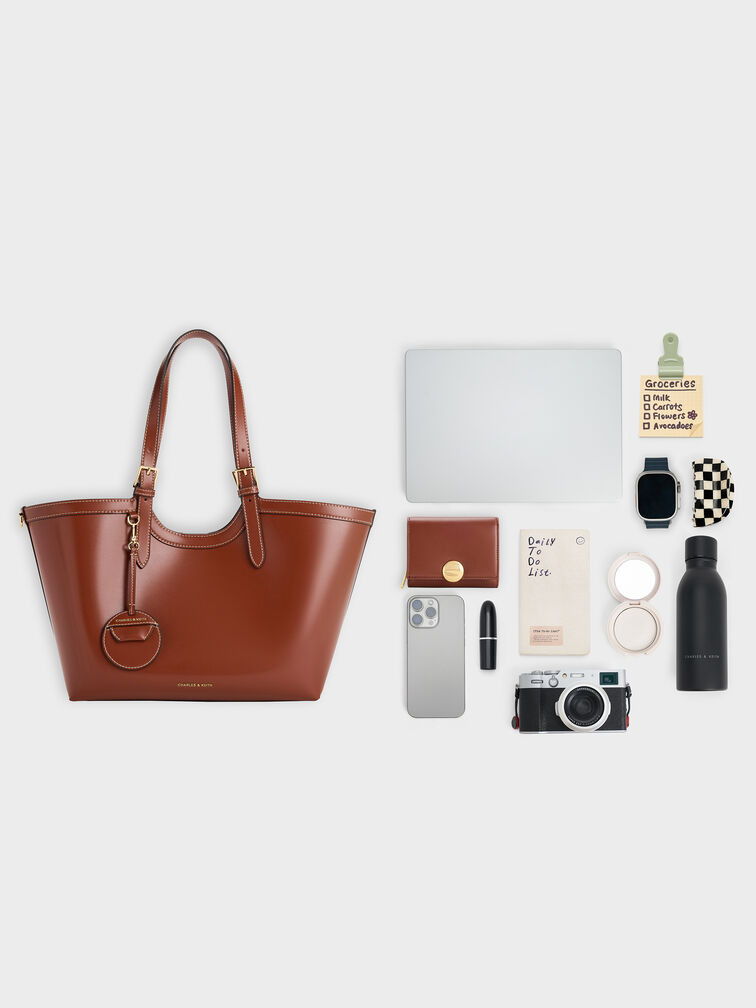 กระเป๋าโท้ทไซซ์ใหญ่พิเศษรุ่น Enola, สีอิฐ, hi-res