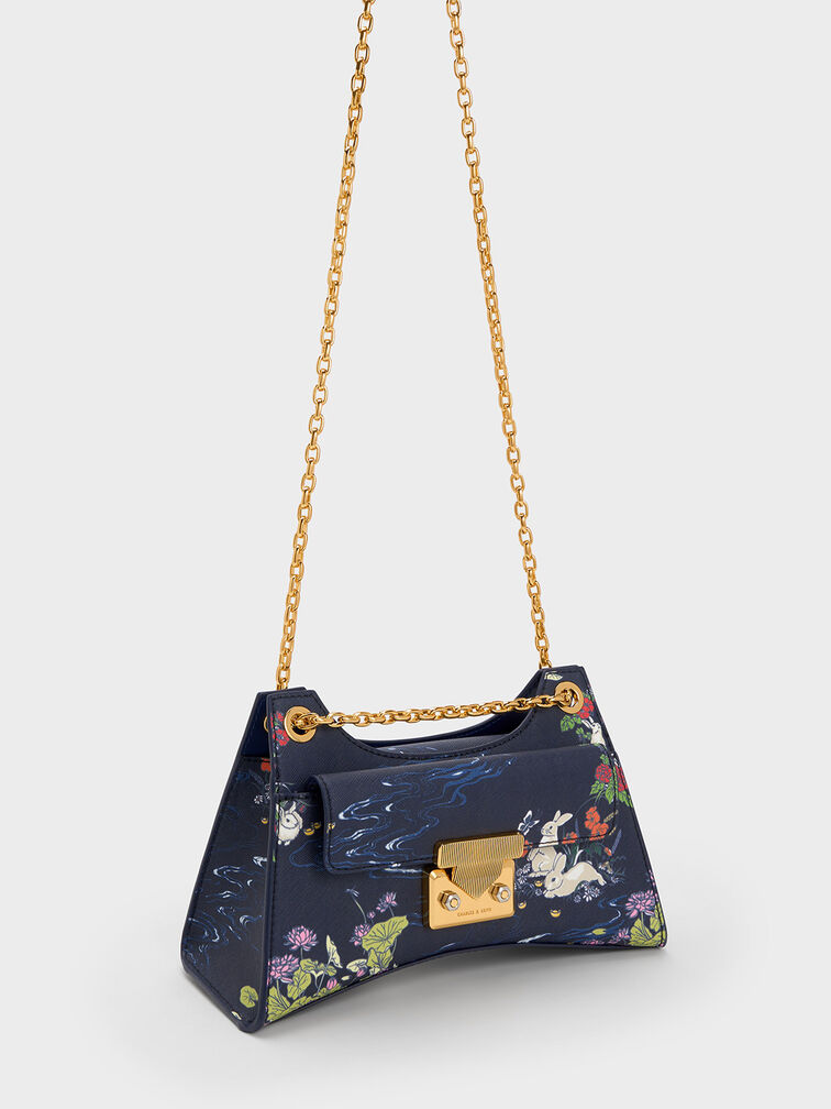 Rabbit Illustrated Chain Handle Bag, , hi-res