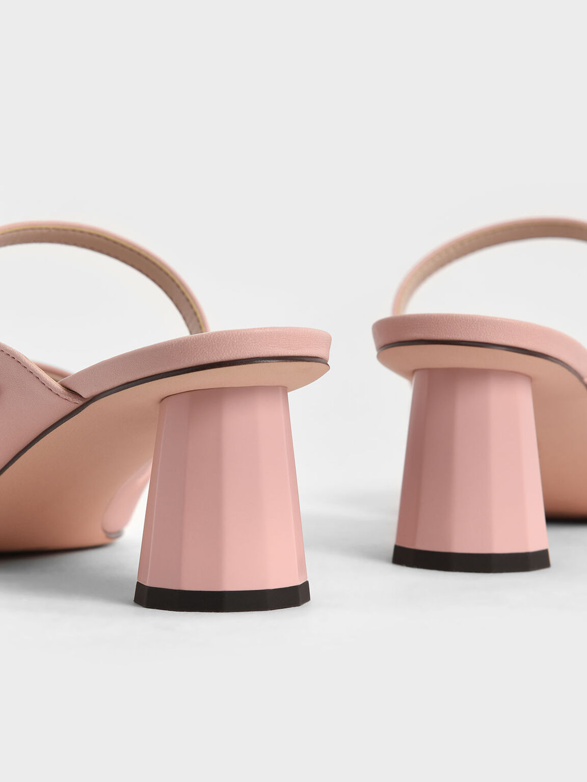 Front Strap Cone-Heel Mules, Light Pink, hi-res