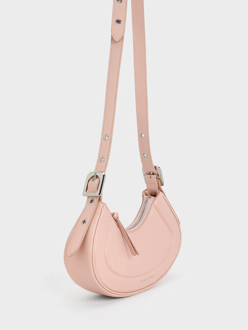 Petra Curved Shoulder Bag, Pink, hi-res