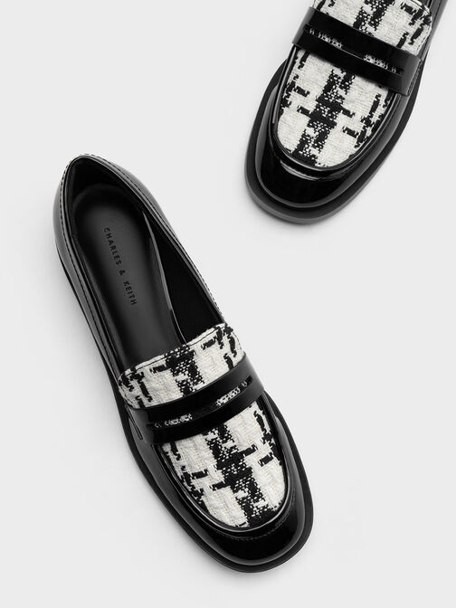 Patent Tweed Penny Loafers, , hi-res