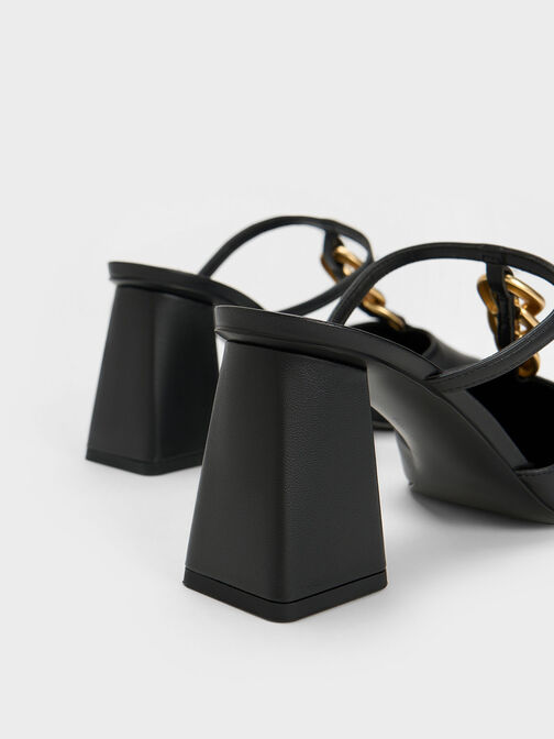 Chunky Chain-Link Heeled Mules, , hi-res