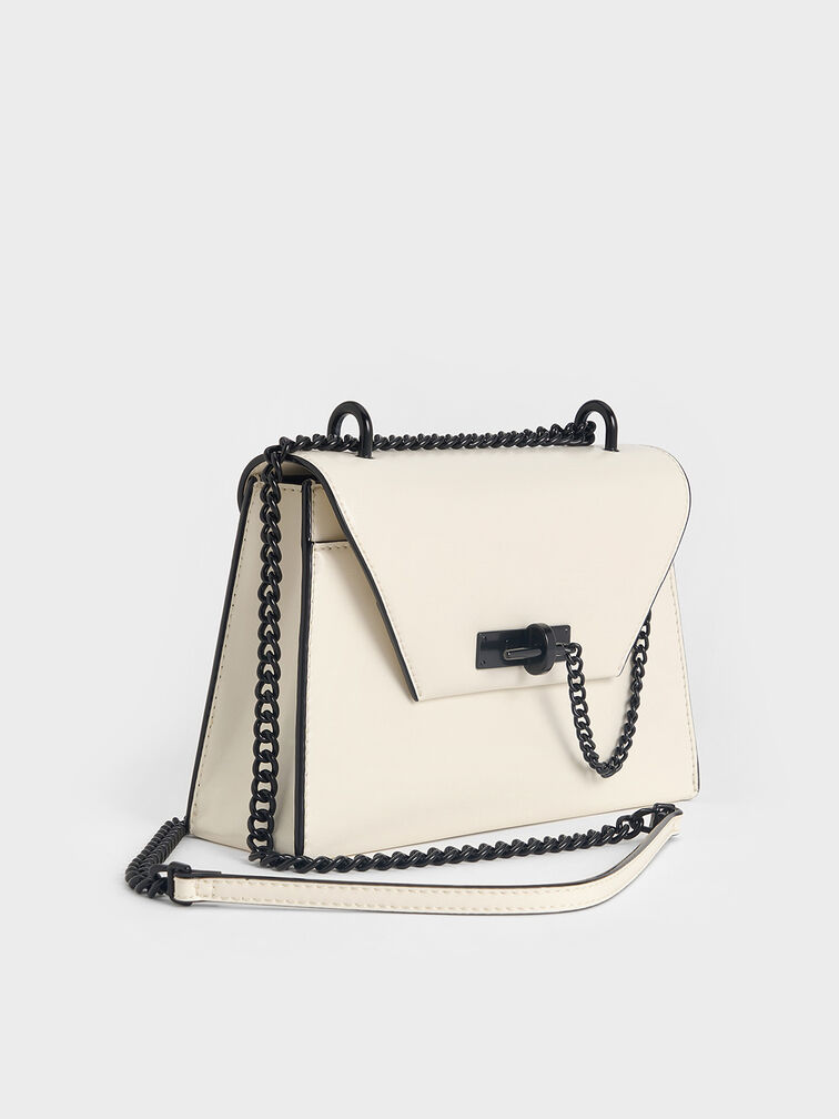 Samantha Envelope Chain-Handle Bag, Cream, hi-res