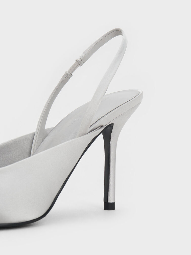 Recycled Polyester Beaded Circle Slingback Pumps, , hi-res