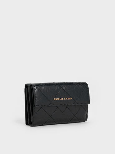 Duo Quilted Fold-Over Wallet, Black, hi-res