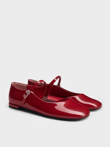 Patent D'Orsay Mary Janes, Red, hi-res