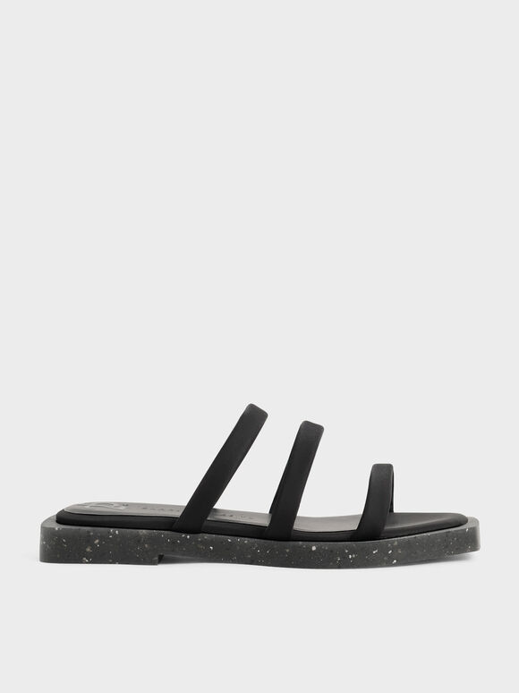 The Anniversary Series: Arabella Recycled Nylon Slide Sandals, Black, hi-res