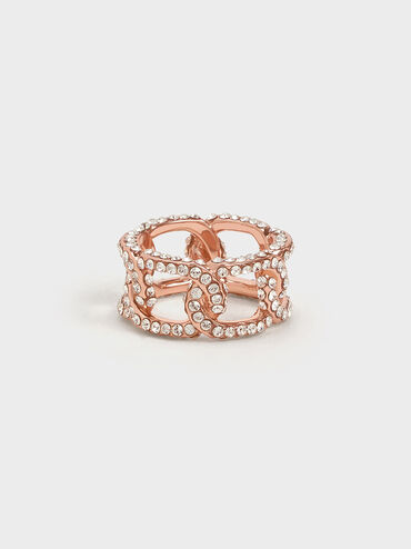 Gabine Swarovski Crystal Chain-Link Ring, สีโรสโกลด์, hi-res