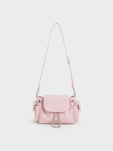 Duo Quilted Two-Way Front Flap Backpack, Cotton Candy Pink, hi-res