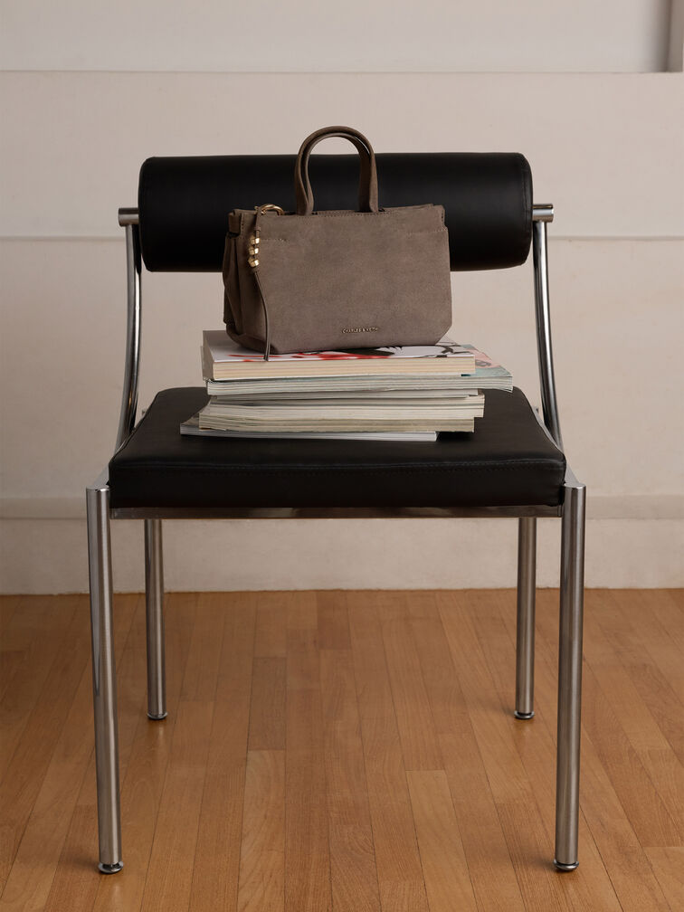 Mini Zephyr Tassel Tote Bag, Stone Grey, hi-res