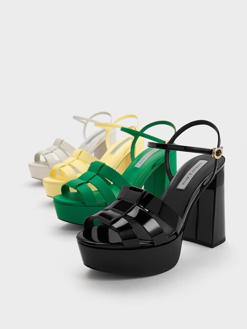 Patent Gladiator Platform Sandals, , hi-res