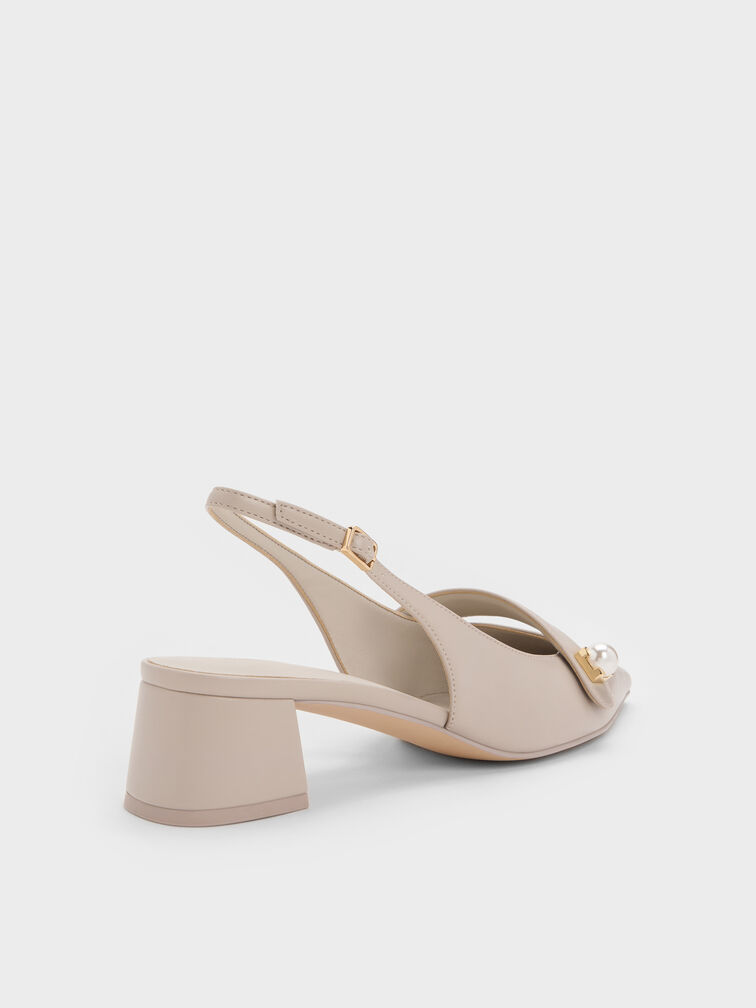 Marie Pearl Slingback Pumps, Taupe, hi-res
