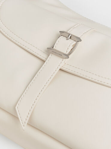กระเป๋าโฮโบตกแต่งหัวเข็มขัดรุ่น Bryna, สีครีม, hi-res