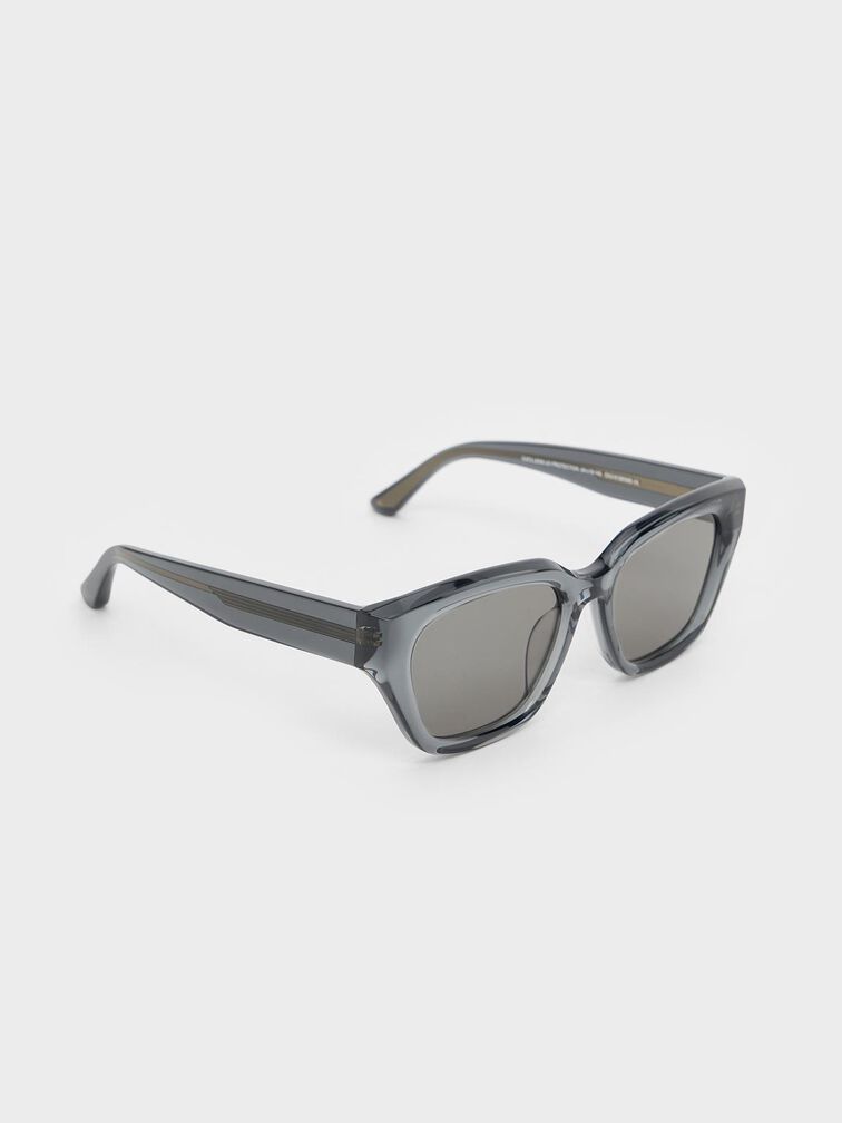 Recycled Acetate Cat-Eye Sunglasses, Navy, hi-res