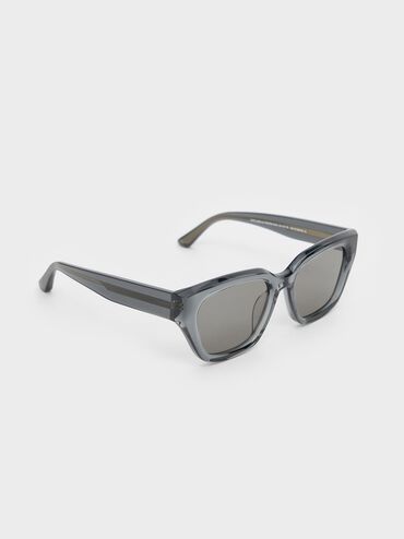Recycled Acetate Cat-Eye Sunglasses, Navy, hi-res