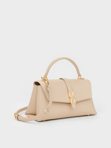 กระเป๋าถือดีไซน์สายโซ่ตกแต่งหัวเข็มขัดเมทัลลิครุ่น Adalyn, สีดัสเต็ดโอ๊ต, hi-res