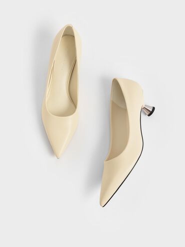 Spool Heel Pumps, สีชอล์ค, hi-res