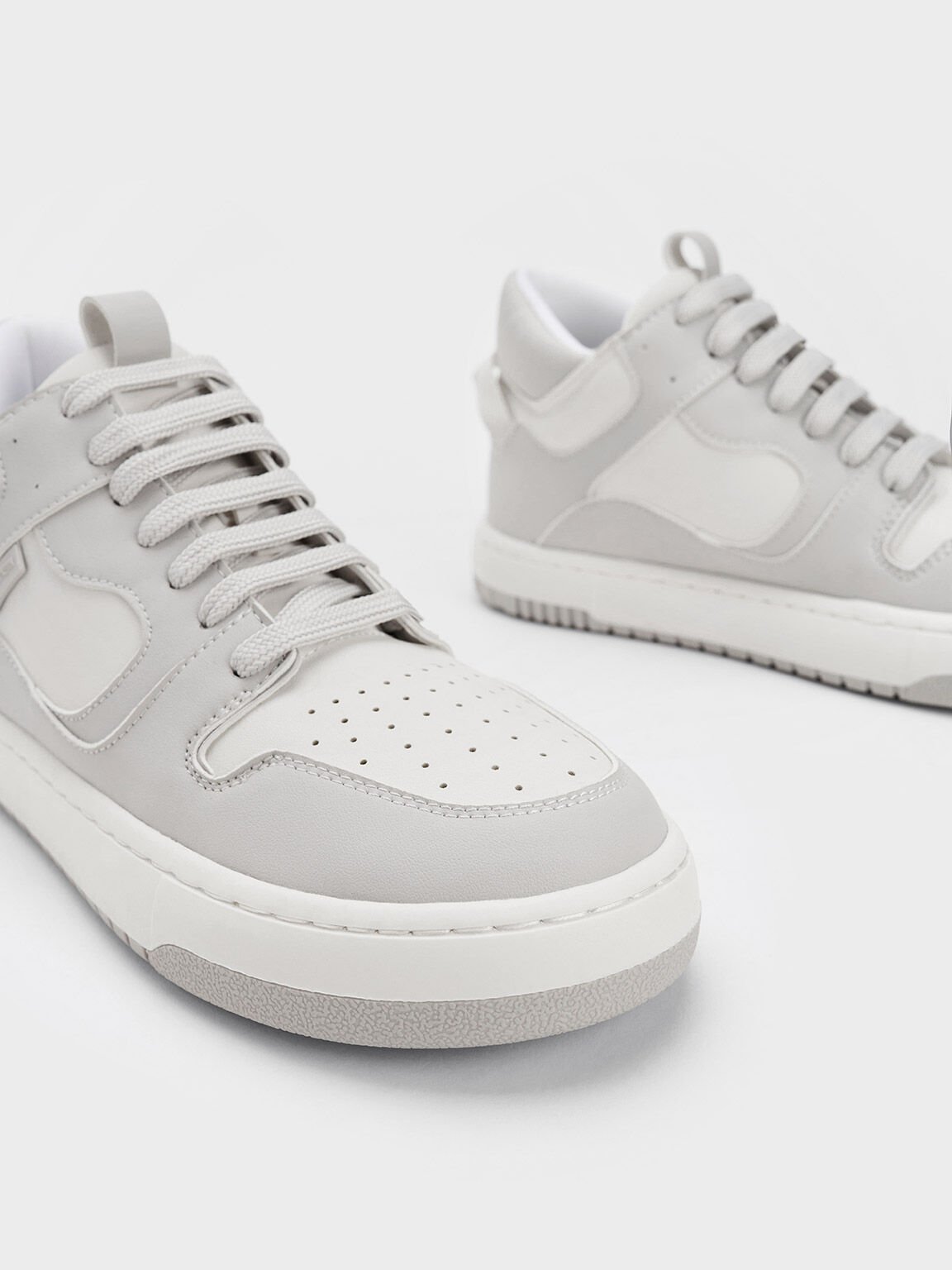 Light Grey Two Tone High Top Platform Sneakers