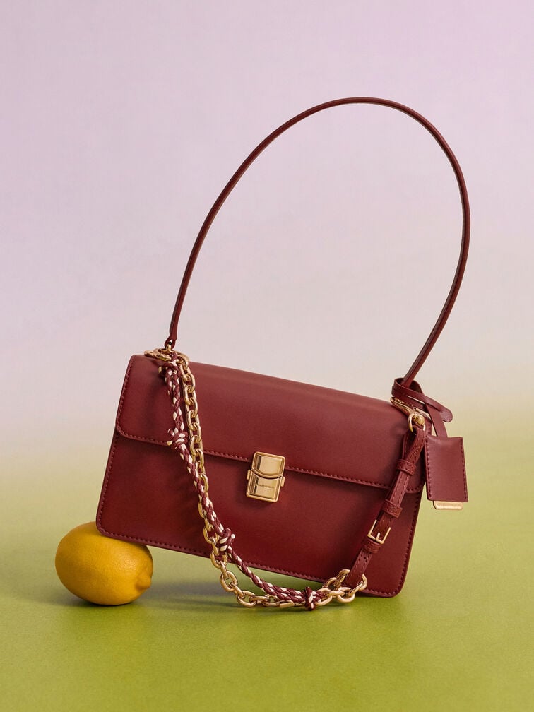 Acelynn Rope-Chain Shoulder Bag, Burgundy, hi-res