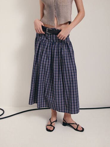 V-Strap Heeled Slingback Sandals, Black Boxed, hi-res