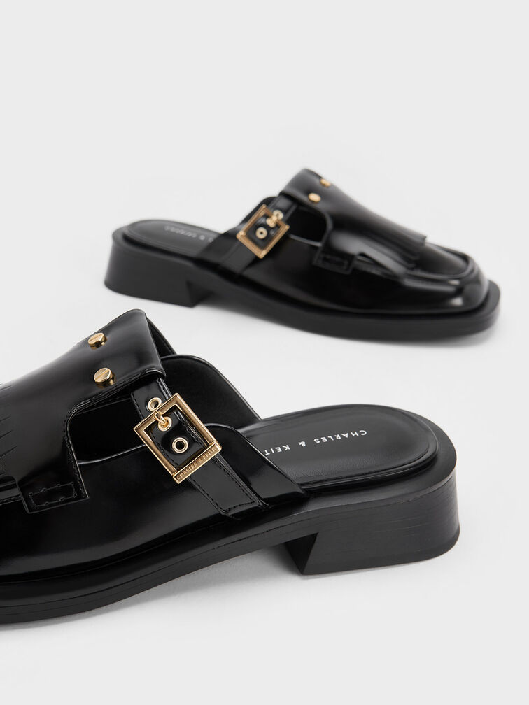 Studded Cut-Out Fringe Mules, , hi-res