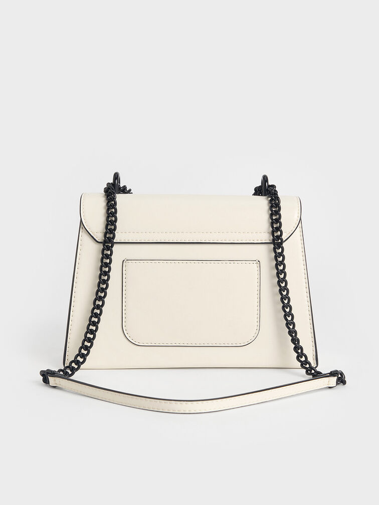 Samantha Envelope Chain-Handle Bag, Cream, hi-res
