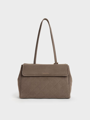 XL Apfra Quilted Tote Bag, Stone Grey, hi-res