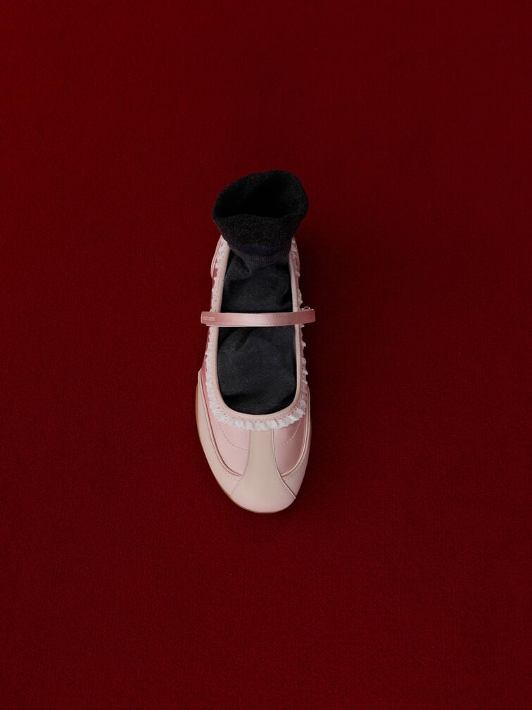 Louise Lace-Trim Mary Jane Sneakers, Light Pink, hi-res