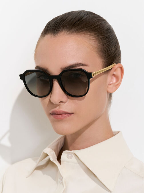 Recycled Acetate Chain-Link Sunglasses, , hi-res