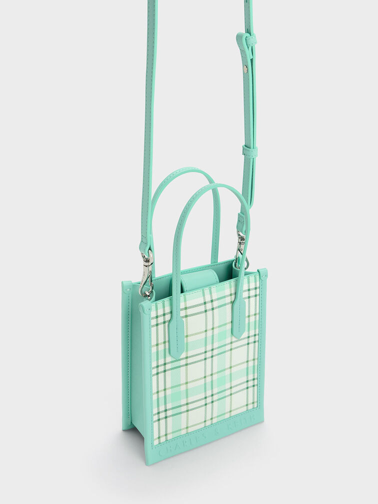 Checkered Geometric Tote Bag, สีมัลติ, hi-res