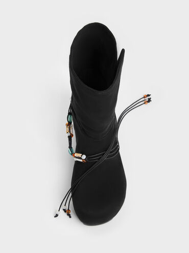 Franca Faux Suede Beaded Flatform Boots, Black Textured, hi-res