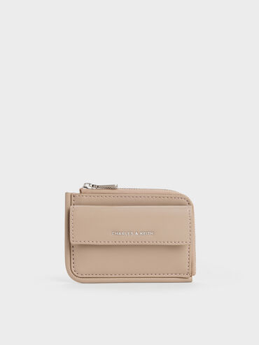 Lyla Front-Pocket Card Holder, Taupe, hi-res