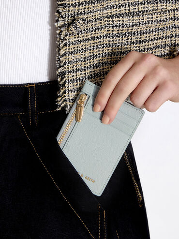 Side Zip Card Holder, สีฟ้าอ่อน, hi-res