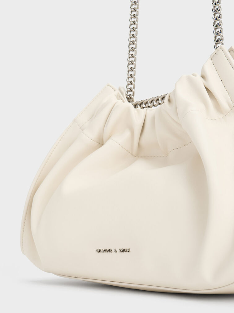 Cyrus Slouchy Chain-Handle Bag, สีครีม, hi-res