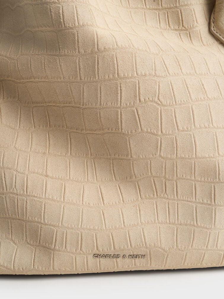 กระเป๋าโท้ทประดับโซ่รุ่น Delfina, สีดัสเต็ดโอ๊ต, hi-res