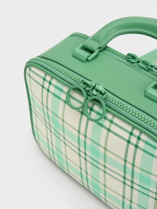 Cyrus Checkered Boxy Bag, สีเขียว, hi-res