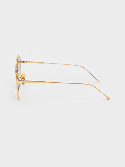 Braided Wire-Frame Cateye Sunglasses, , hi-res