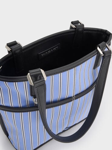 Addison Striped Knotted-Rope Double-Handle Tote Bag, Pinstripe Blue, hi-res