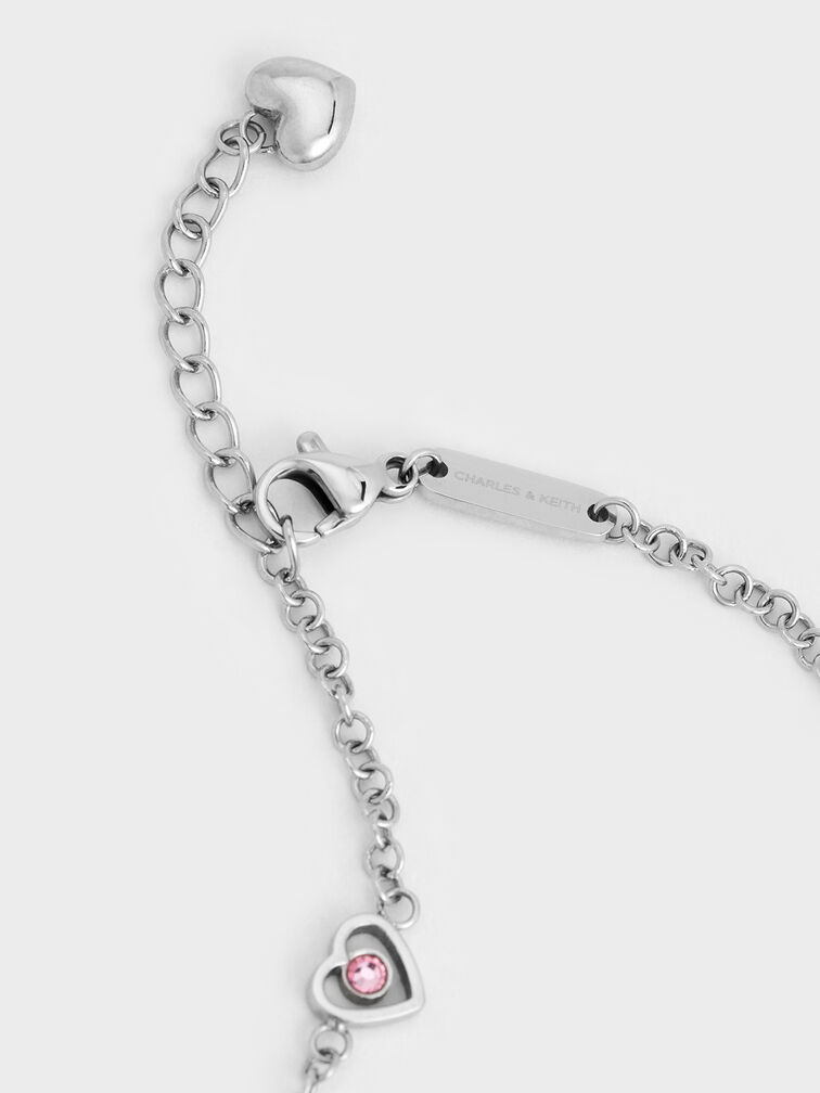 Malorie Crystal Heart Bracelet, Silver, hi-res